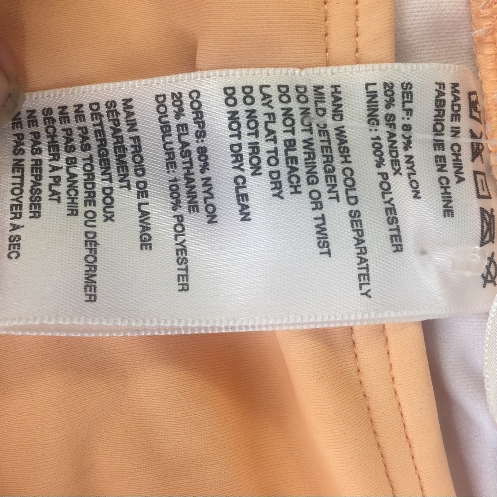 New Orange Peach Strappy Swimsuit Set Top Bottom Size Large - Picture 7 of 8